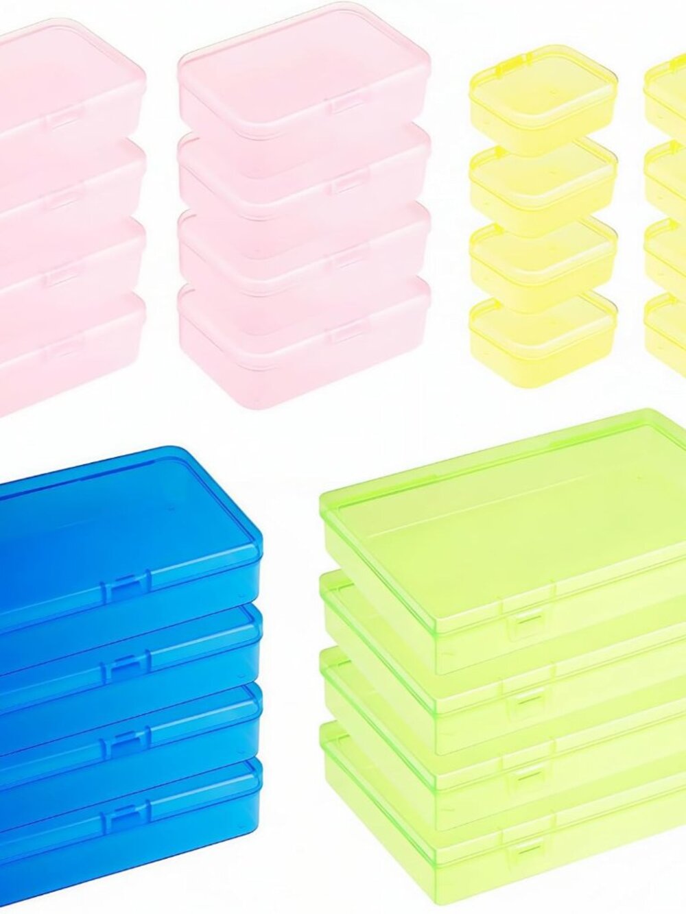 24 Pieces Mixed Sizes Colored Rectangular Plastic Boxes